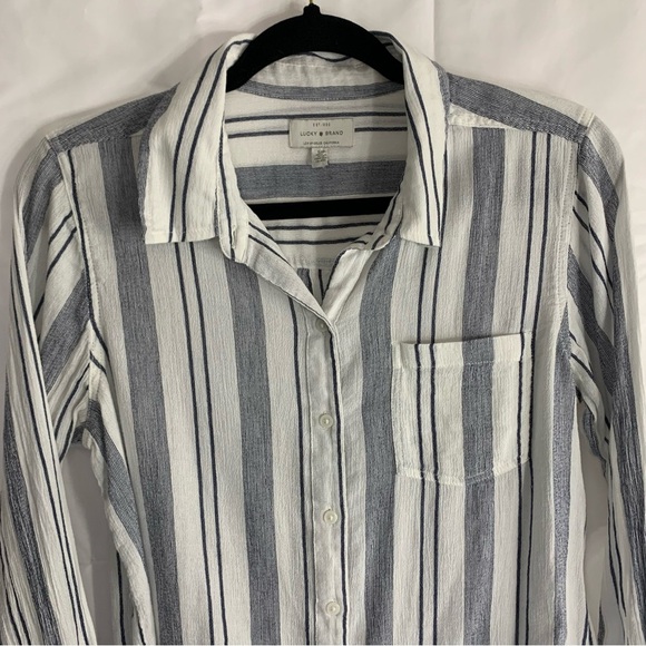 Lucky Brand Striped Cotton-Blend Button-Up Shirt, size SP - Picture 3 of 10